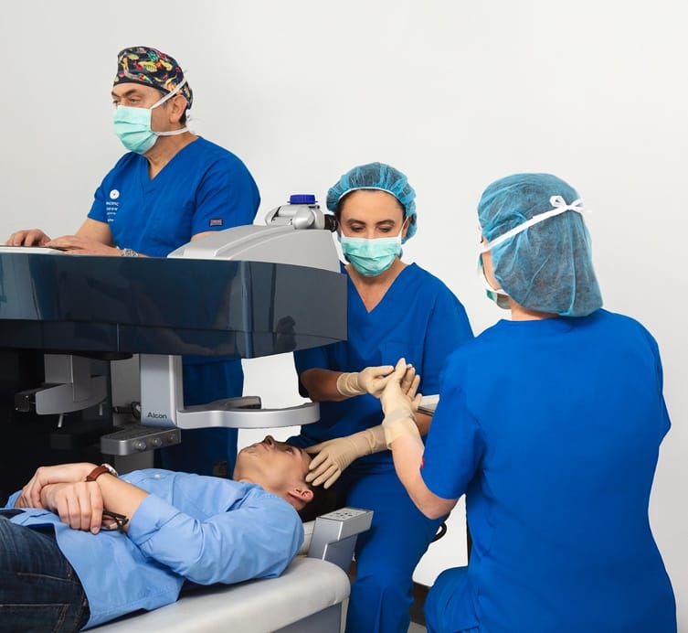 Dr. Faktorovich working on a patient's eyes