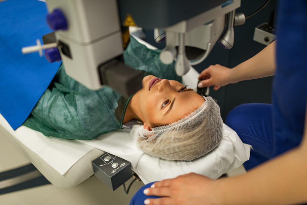 Woman receiving LASIK Eye Surgery