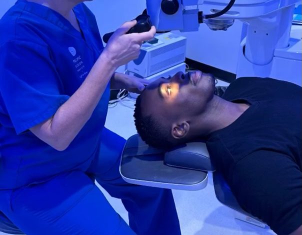 Man Receiving eye exam